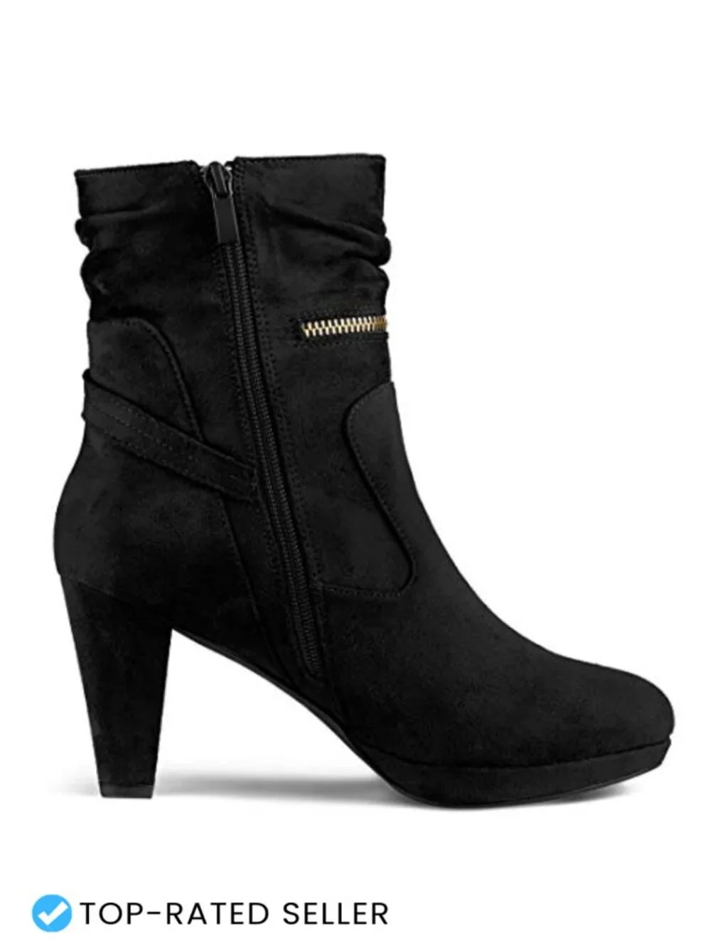 Faux Suede Ankle Zip Platform Chunky Heel Booties Women's